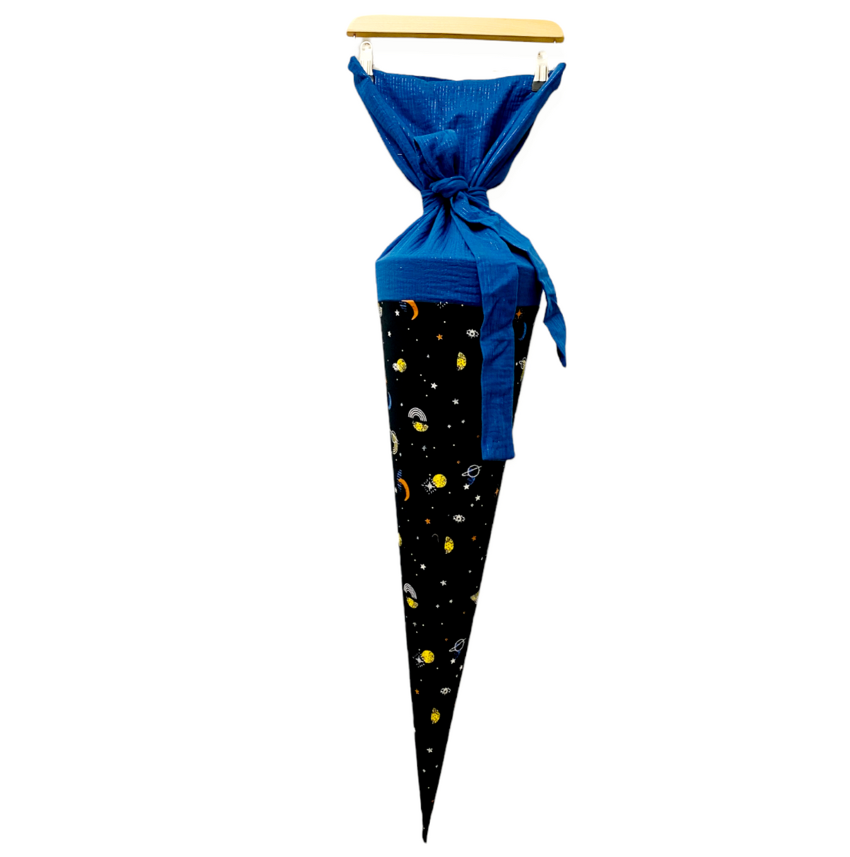 Studio du. Schultüte 'Weltall/ blau lurex Musselin'