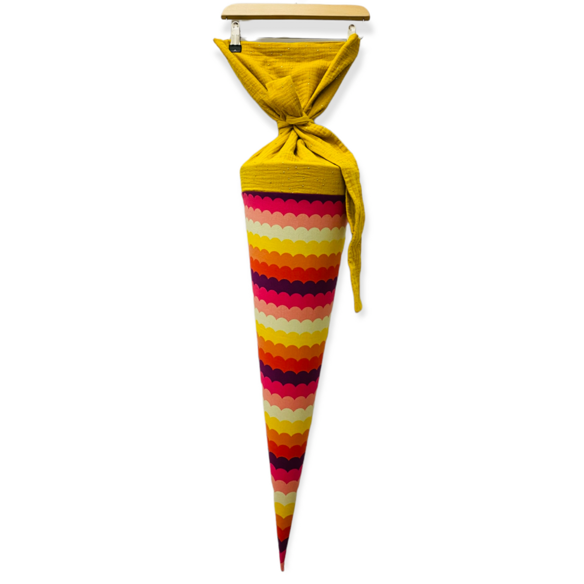 Studio du. Schultüte 'bunte Wellen/senfgelb gold Musselin '