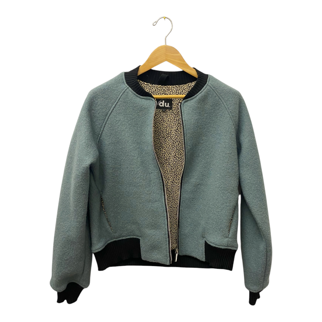 Studio du. Bomberjacke Wollwalk dunkelmint mit Leo Futter