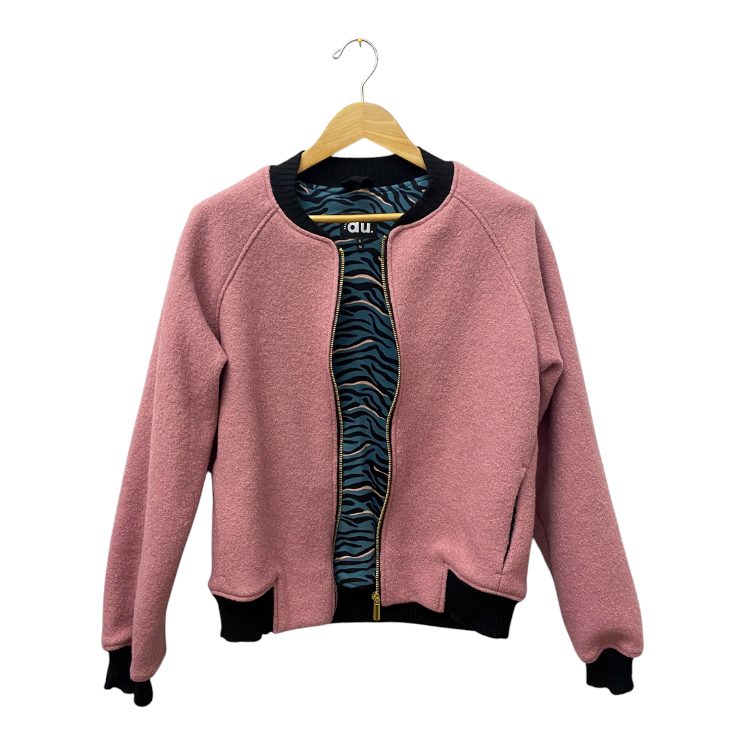 Studio du. Bomberjacke Wollwalk rosa mit Zebra Muster