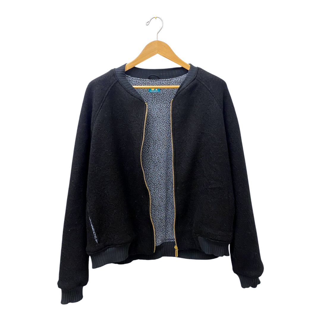 Studio du. Bomberjacke Wollwalk schwarz mit Leo Futter