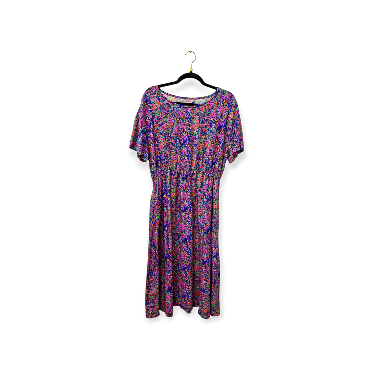 Studio du. Lang/kurzarm MidiKleid aus Viskose 'Colorful Garden/blau'