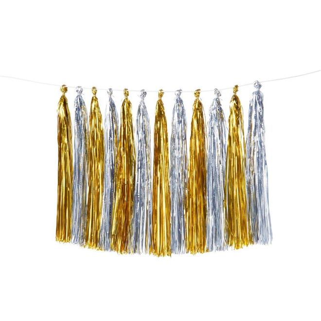 Quastengirlande 'Silber & Gold' MeriMeri