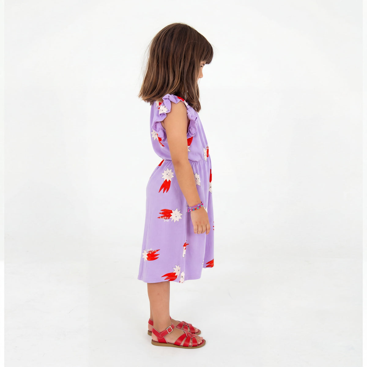 Lötiekids Ruffle Sleeve Dress Mauve