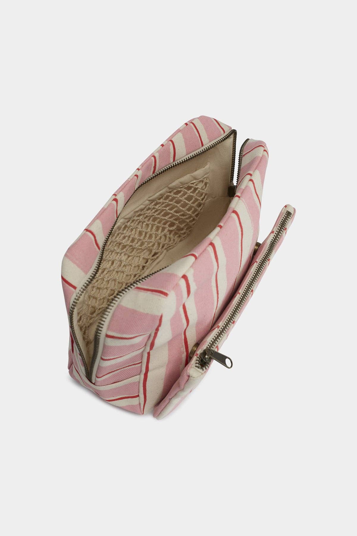 Hindbag XL-Kosmetiktasche "Alix" rosa rote Streifen