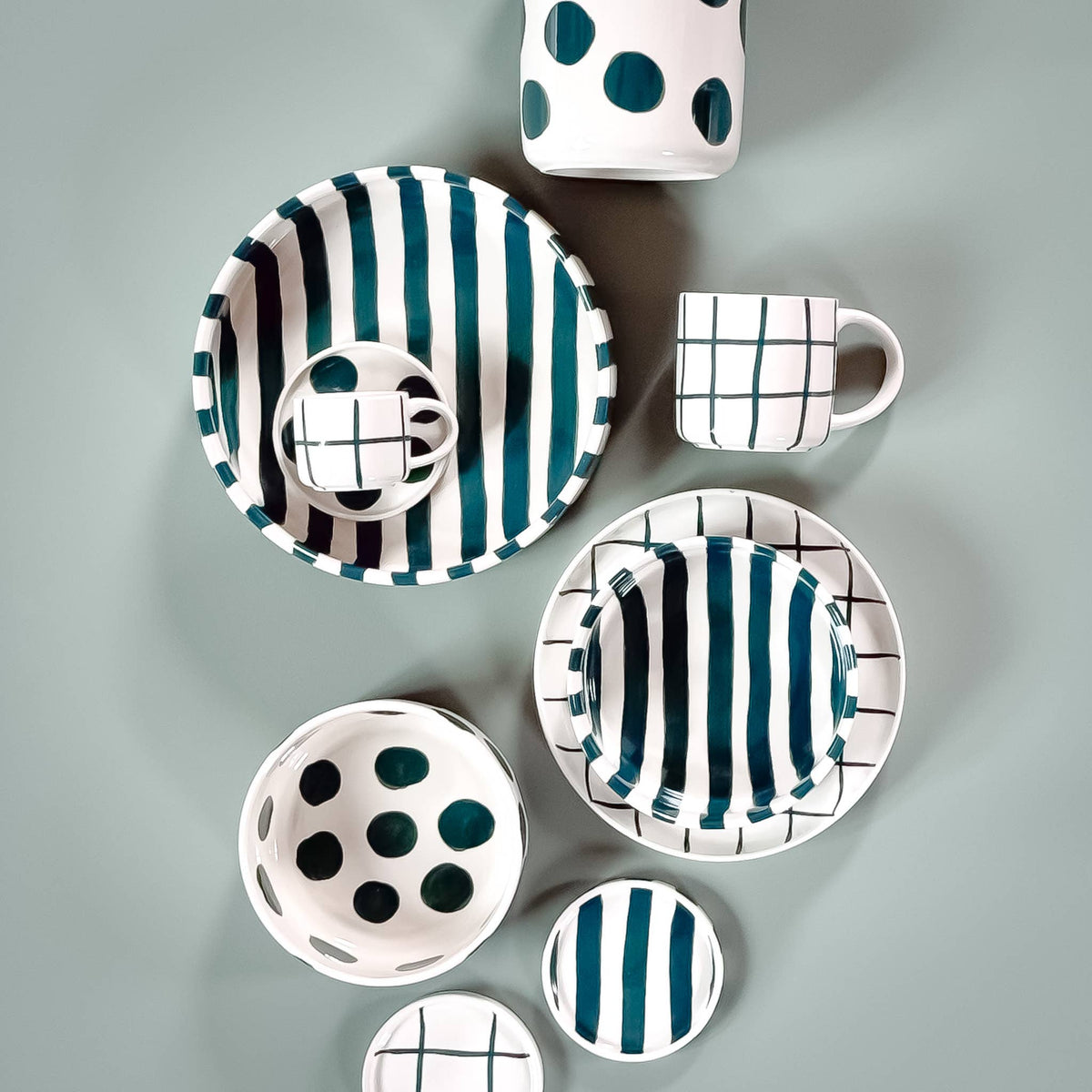 Magazin Minori Schale gross Stripes - gentle green