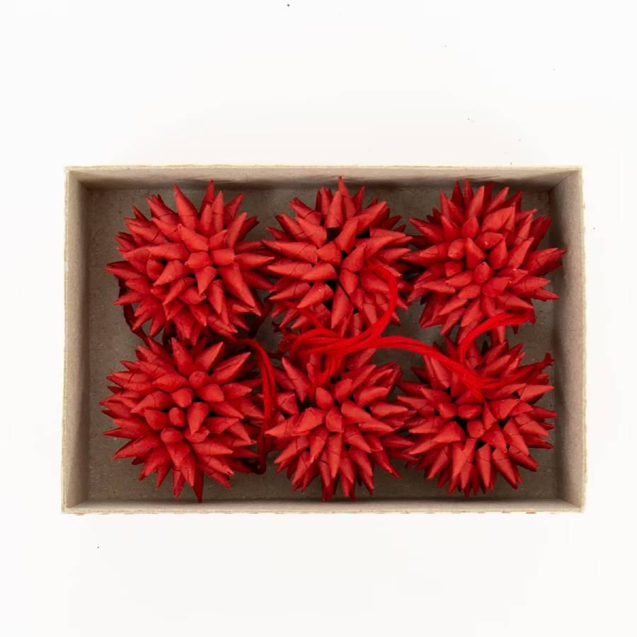 Stern Mini Kotte 6er Set aus Papier - rot