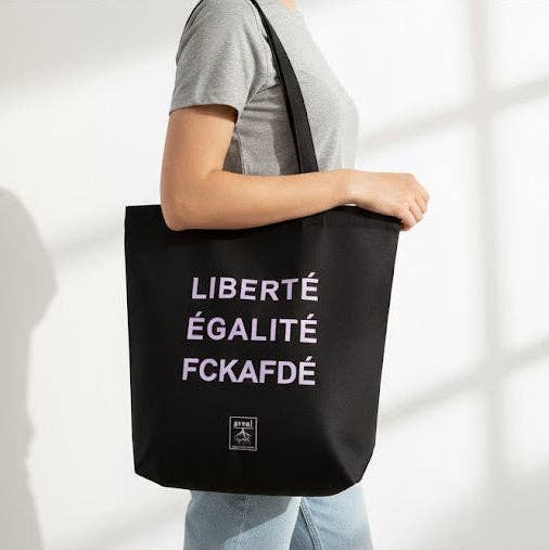arrel ' FCKAFDÉ ' Premium Tote Bag - Black & Purple