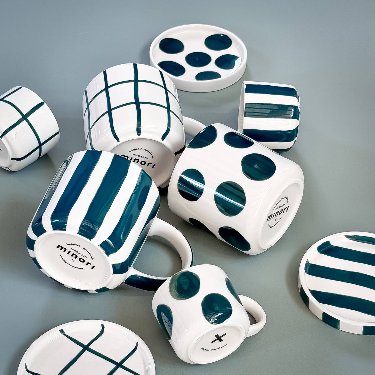 Magazin Minori Espresso Set Stripes - gentle green (2er Set - 4 Teile)