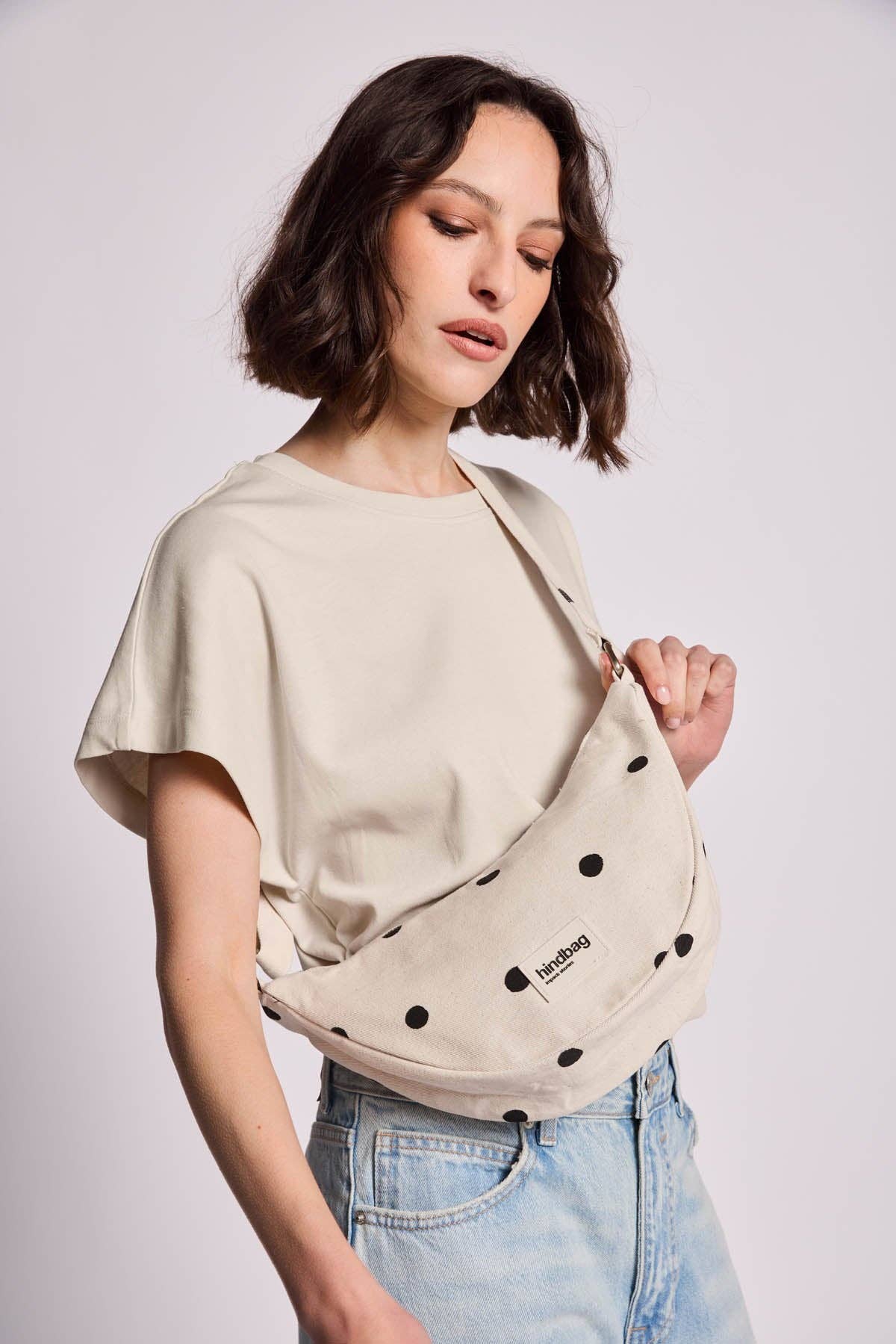 Hindbag Gürteltasche "Andrea" gepunktet ecru "Dolce Vita"