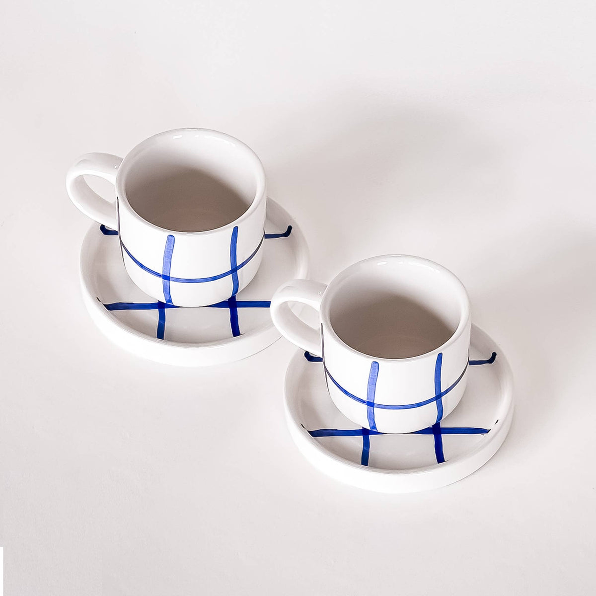 Magazin Minori Espresso Set Grid - mare blue (2er Set - 4 Teile)