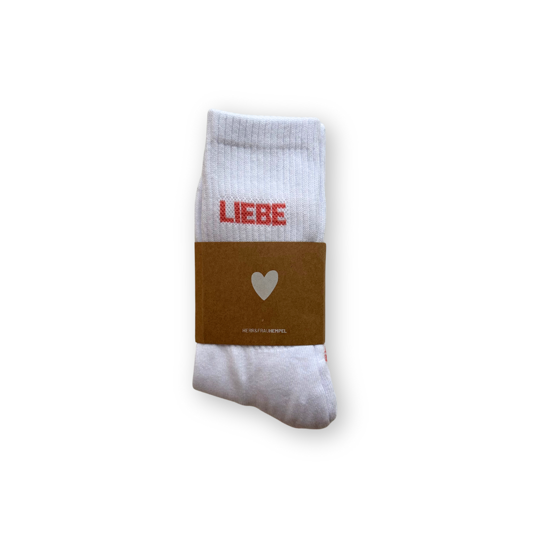 SOCKEN - LIEBE coral - weiß Herr&FrauHempel