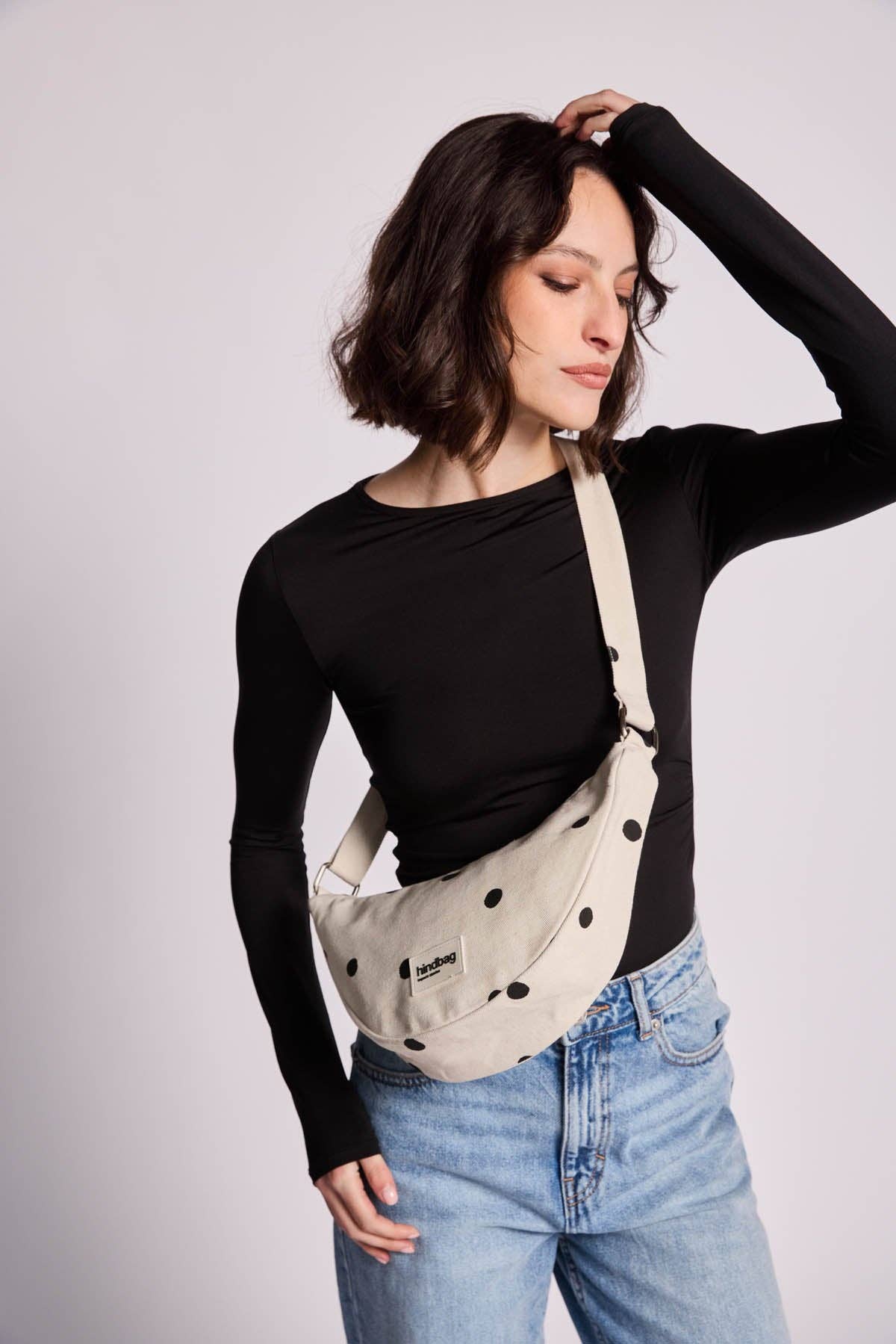 Hindbag Gürteltasche "Andrea" gepunktet ecru "Dolce Vita"