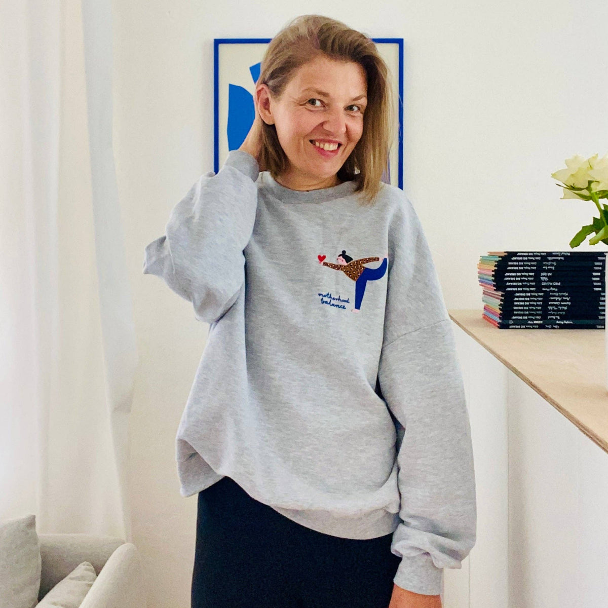 ERWACHSENEN SWEATSHIRT- MOTHERHOOD BALANCE AUF GRAU Dont grow up