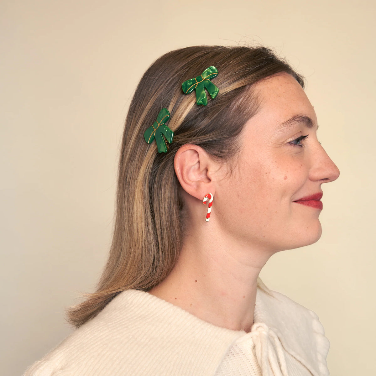 Coucou Suzette Mini Haarclip grüne Schleife