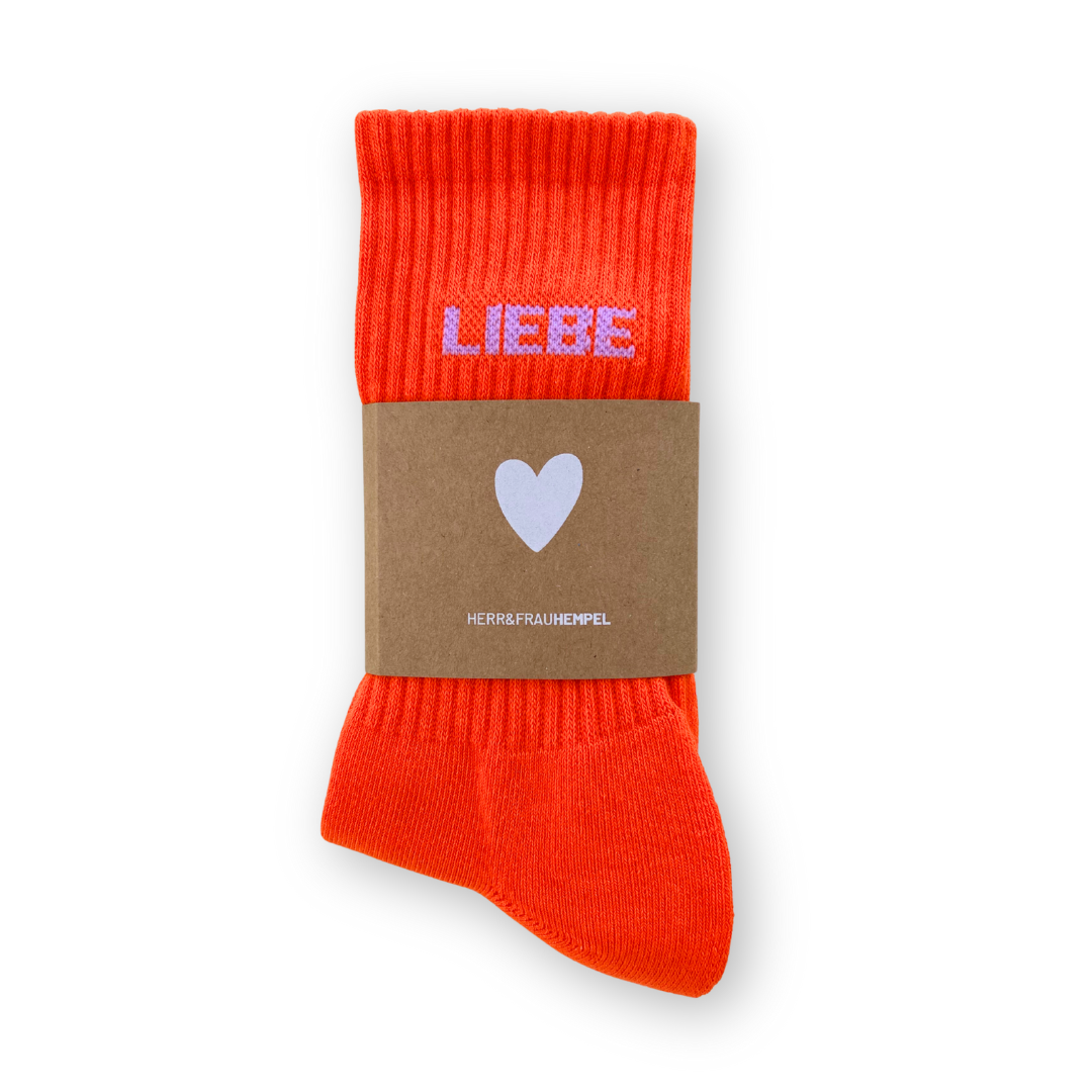 HerrundFrauHempel SOCKEN - LIEBE orange - flieder