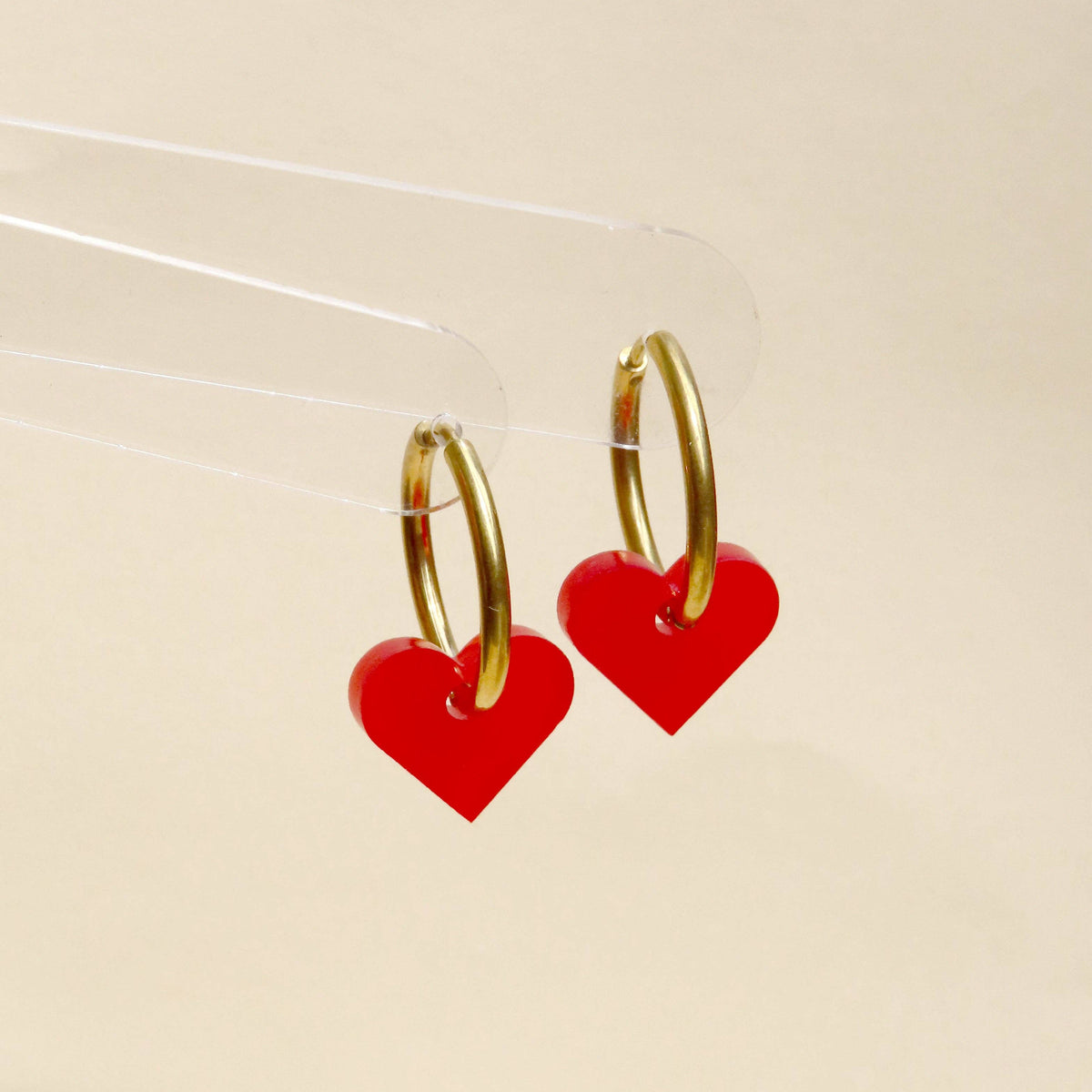 Niemalsmehrohne "Dopamine Love Herz" Creolen - rot