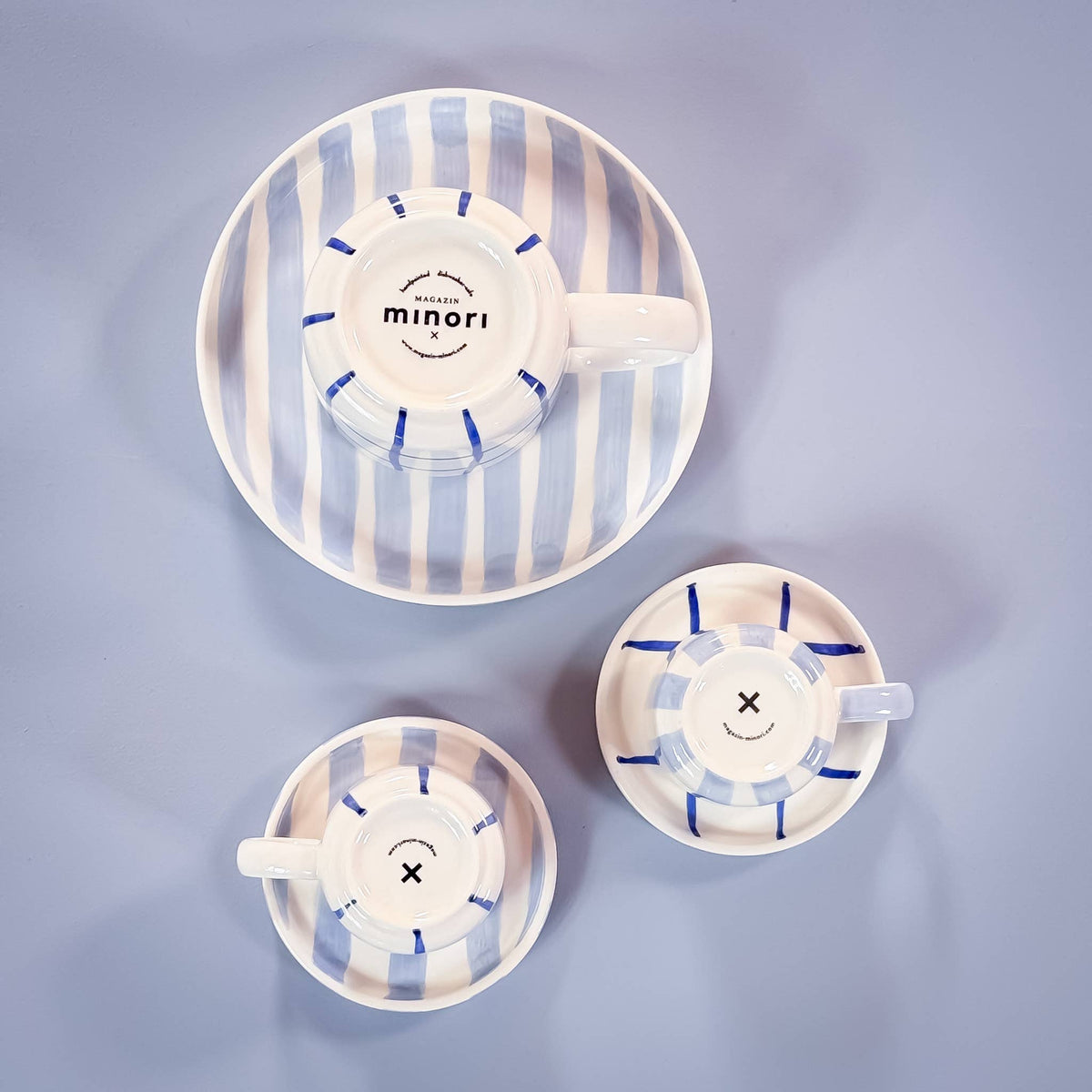 Magazin Minori Espresso Set Stripes - morning azzurro (2er Set - 4 Teile)