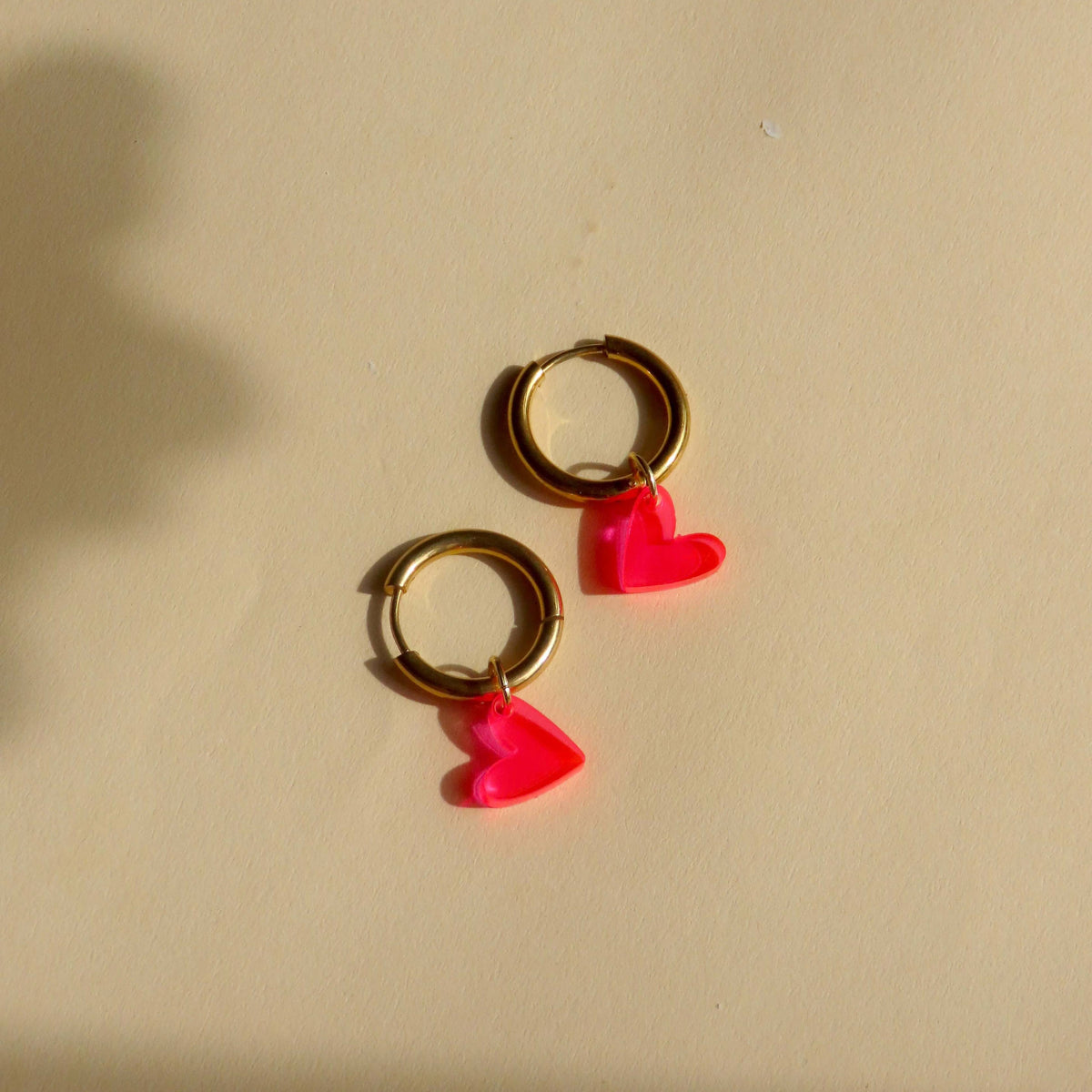 niemalsmehrohne Pink Neon Herz Creolen - Gold oder silber