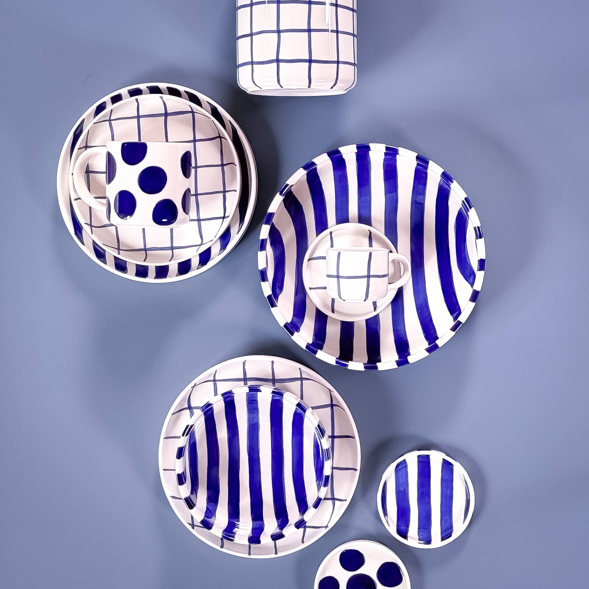 Magazin Minori Espresso Set Grid - mare blue (2er Set - 4 Teile)