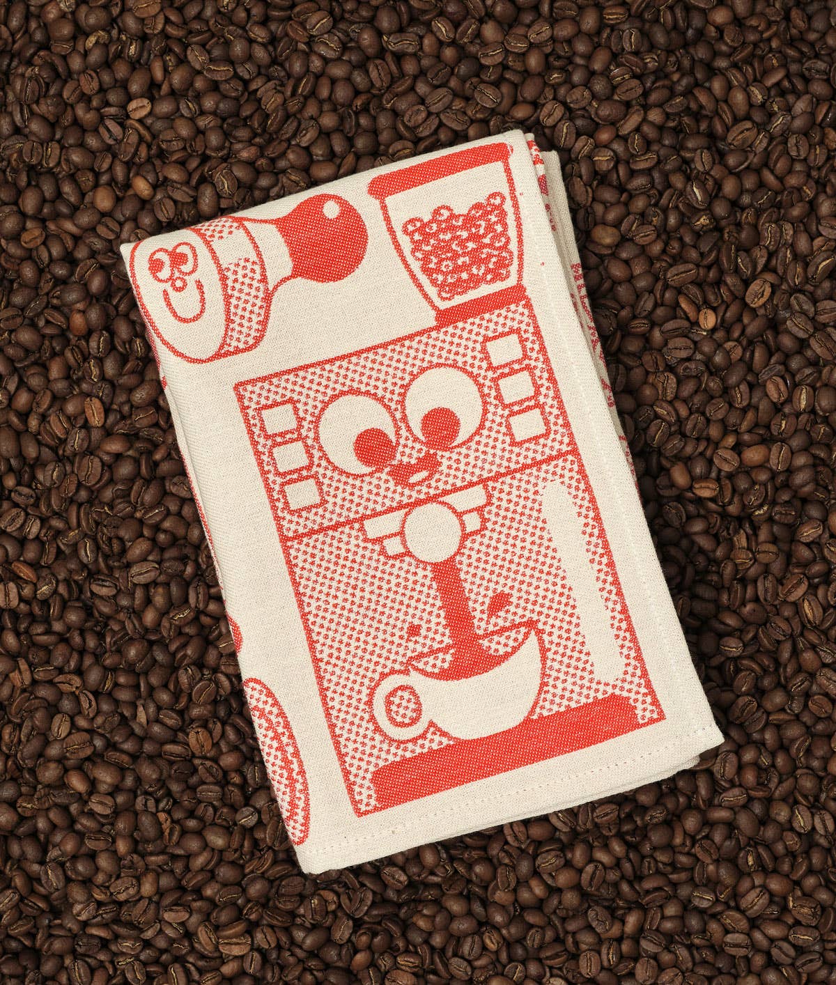 Wrap "Kaffeezeit" Geschirrtuch Rot/Beig