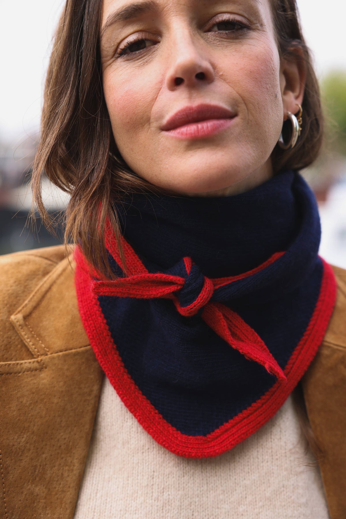SO FAMILY - Schal "Colette" zweifarbig Marineblau/Rot