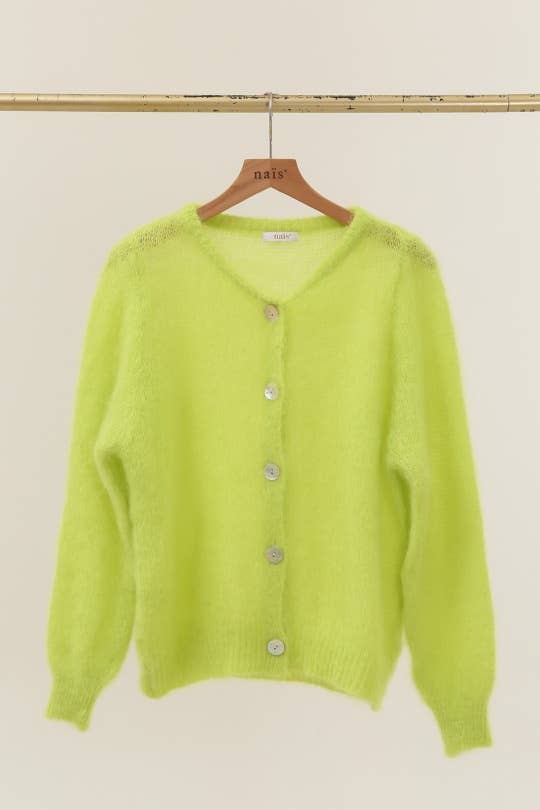 Rundhalsausschnitt-Cardigan mit Knöpfen aus 80 % Kid-Mohair
