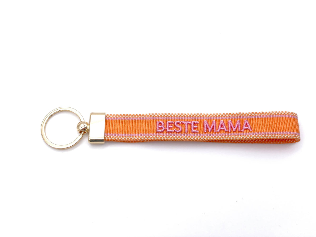 BESTE MAMA Schlüsselanhänger Keychain gewebt bestickt