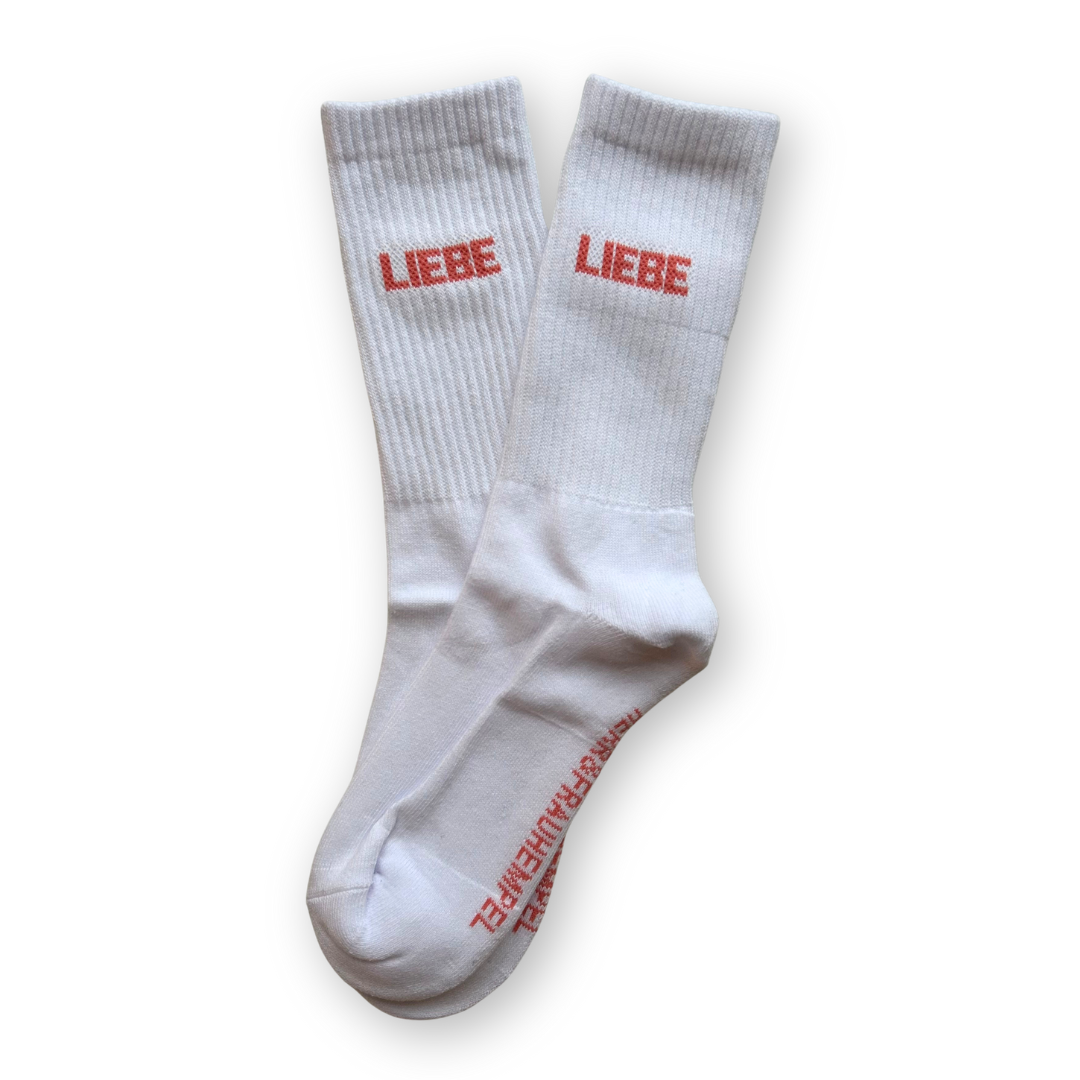 SOCKEN - LIEBE coral - weiß Herr&FrauHempel