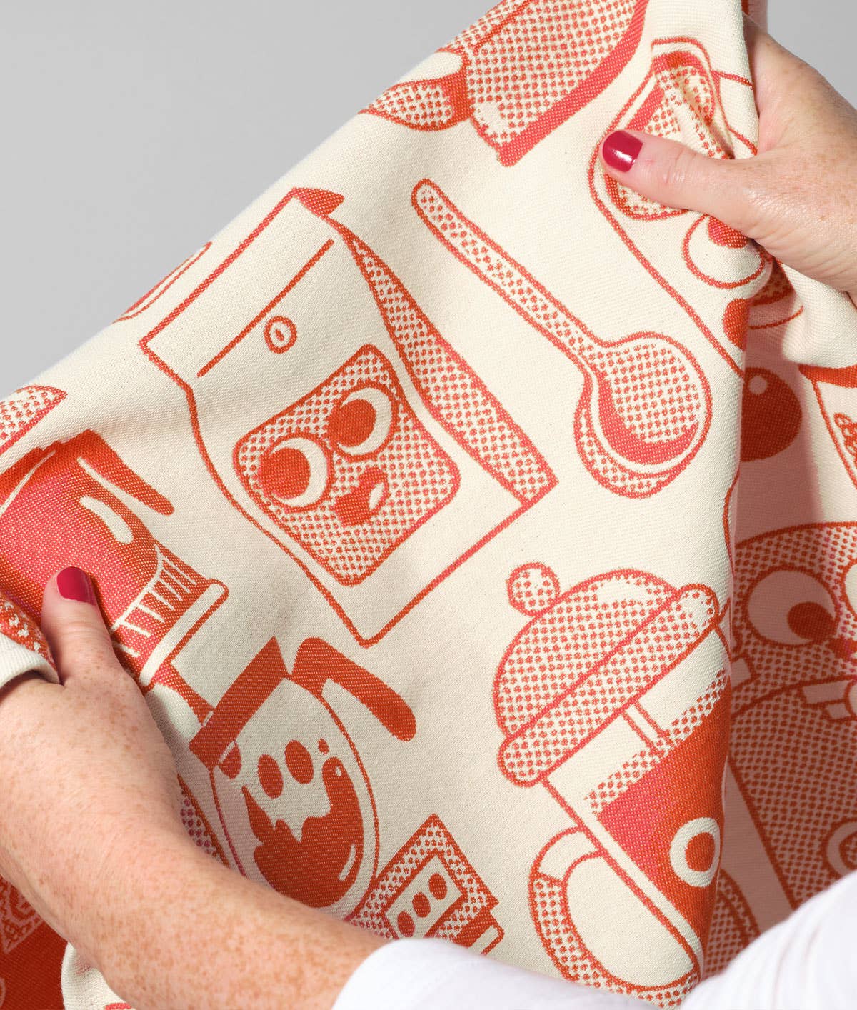 Wrap "Kaffeezeit" Geschirrtuch Rot/Beig
