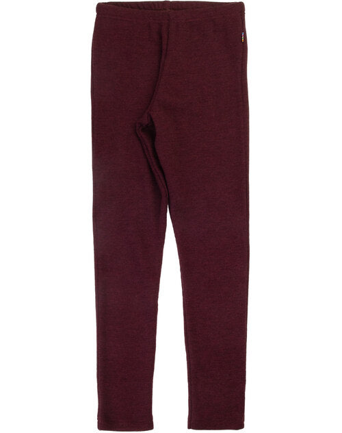 Joha Merinowolle Rippstruktur Leggings Burgundy Kids
