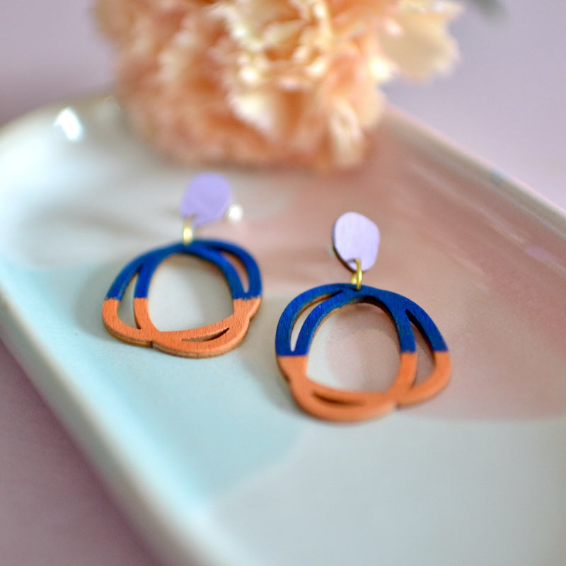 Rasmussons Ohrstecker 'United - lavender, cobalt, peach'