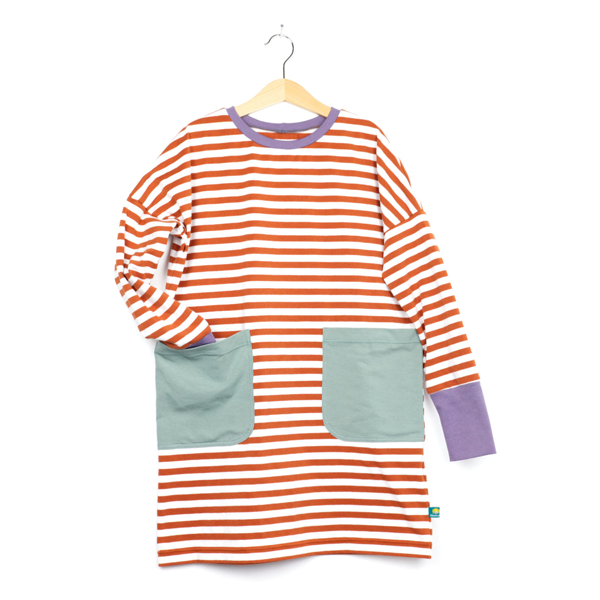 Studio du. Kinderkleid Ringel mit Taschen rost mint flieder