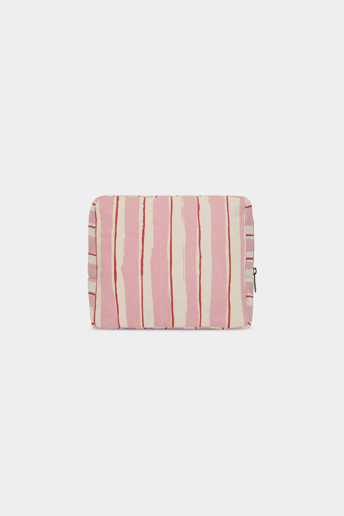 Hindbag XL-Kosmetiktasche "Alix"  rosa rote Streifen