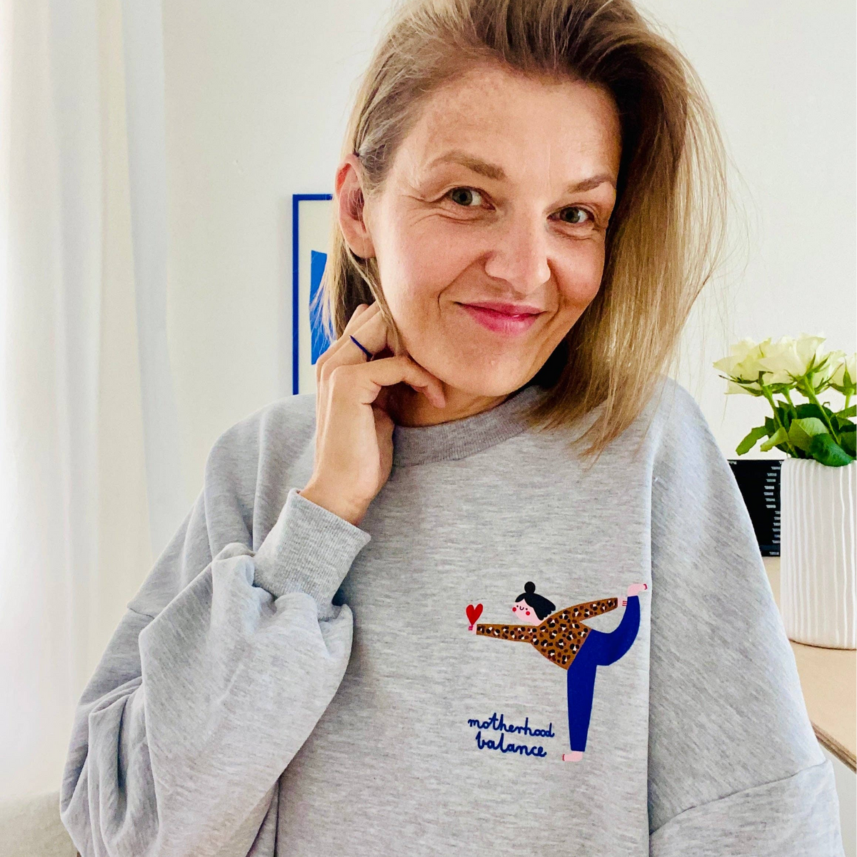 ERWACHSENEN SWEATSHIRT- MOTHERHOOD BALANCE AUF GRAU  Dont grow up