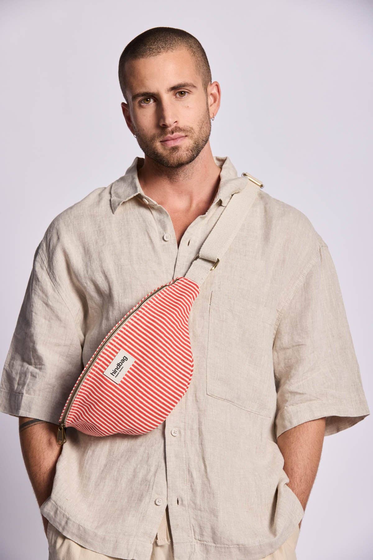 Hindbag Bauchtasche "Olivia" mit roten Streifen