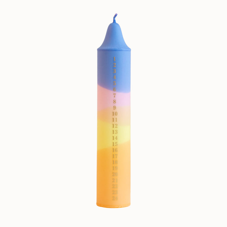AdventskalenderKerze 'blue pink yellow orange'