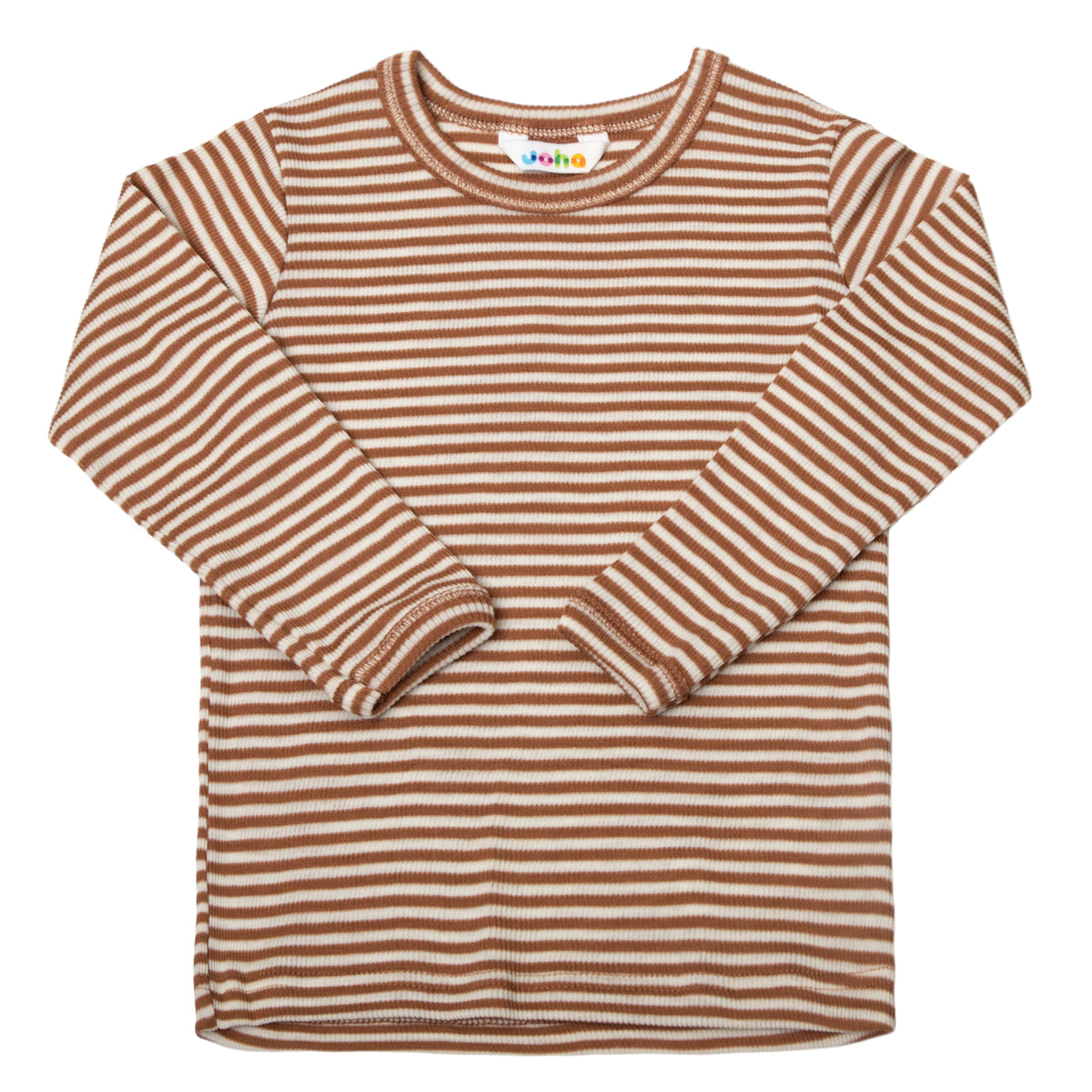 LangarmShirt Joha Wolle Seide 'braun gestreift'