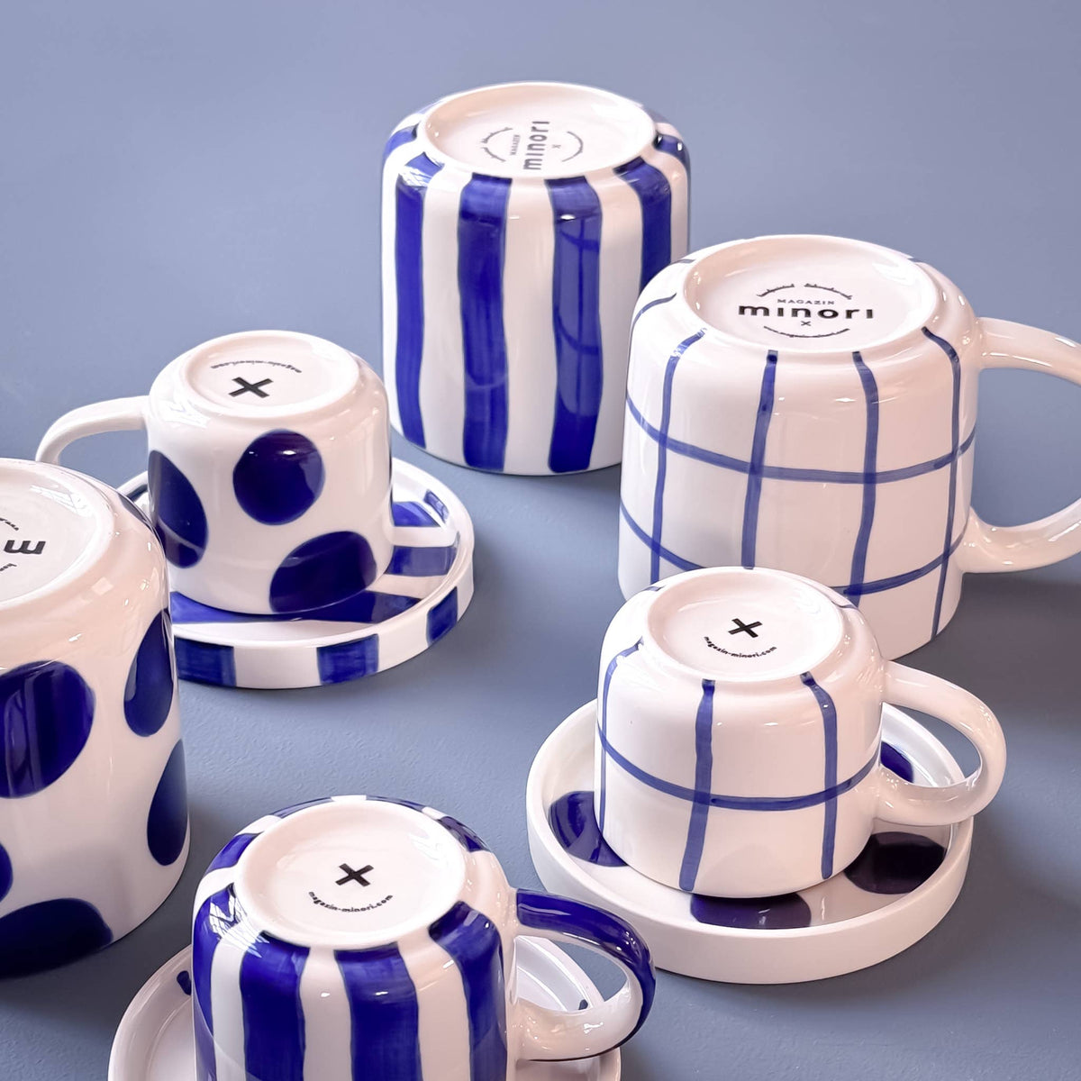 Magazin Minori Espresso Set Grid - mare blue (2er Set - 4 Teile)