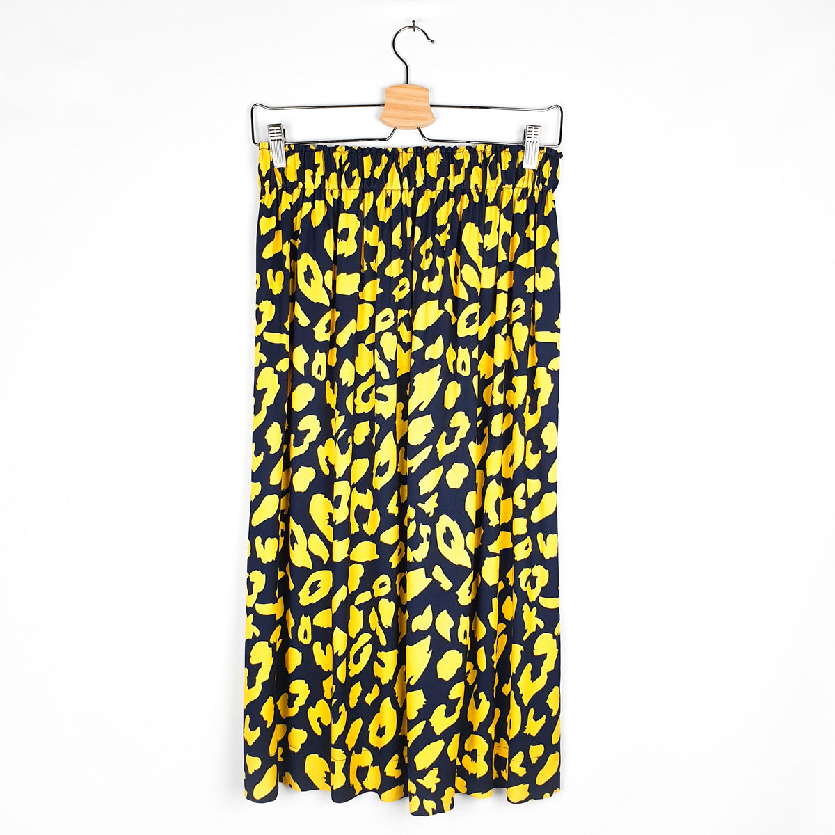 Viskoserock 'dunkelblau gelb/urban leo' Midi