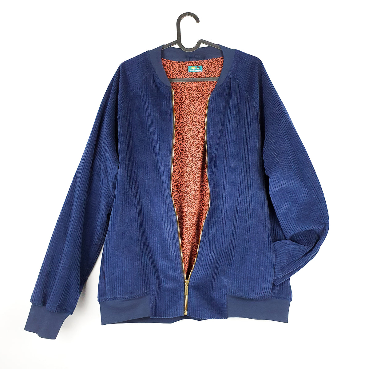 Studio du. Bomberjacke Breitcord 'dunkelblau/rost Leo'