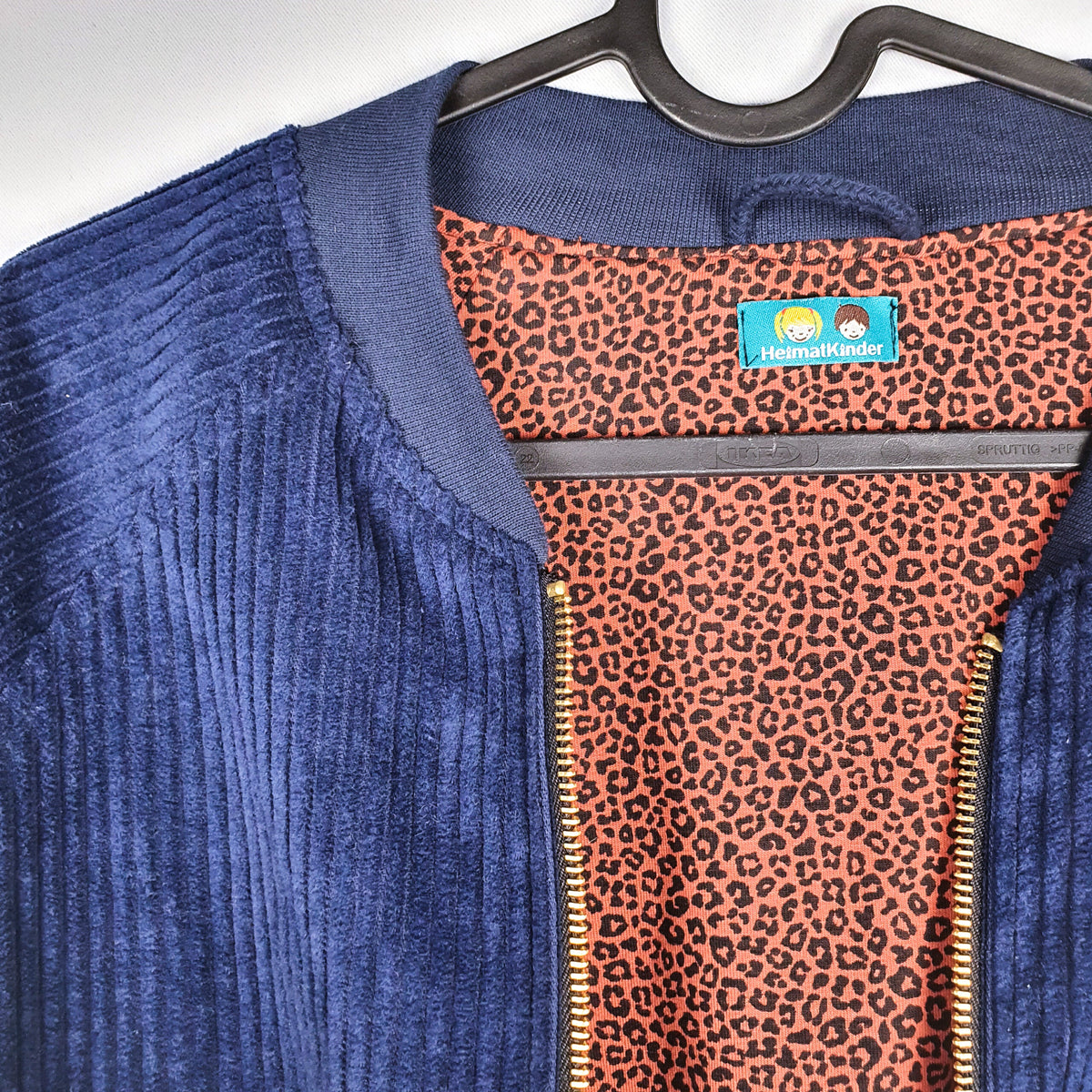 Studio du. Bomberjacke Breitcord 'dunkelblau/rost Leo'