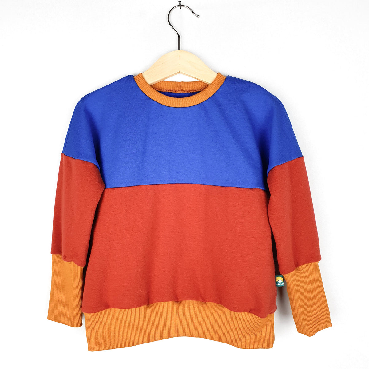 Oversize Pullover colourblocking knallblau/rost