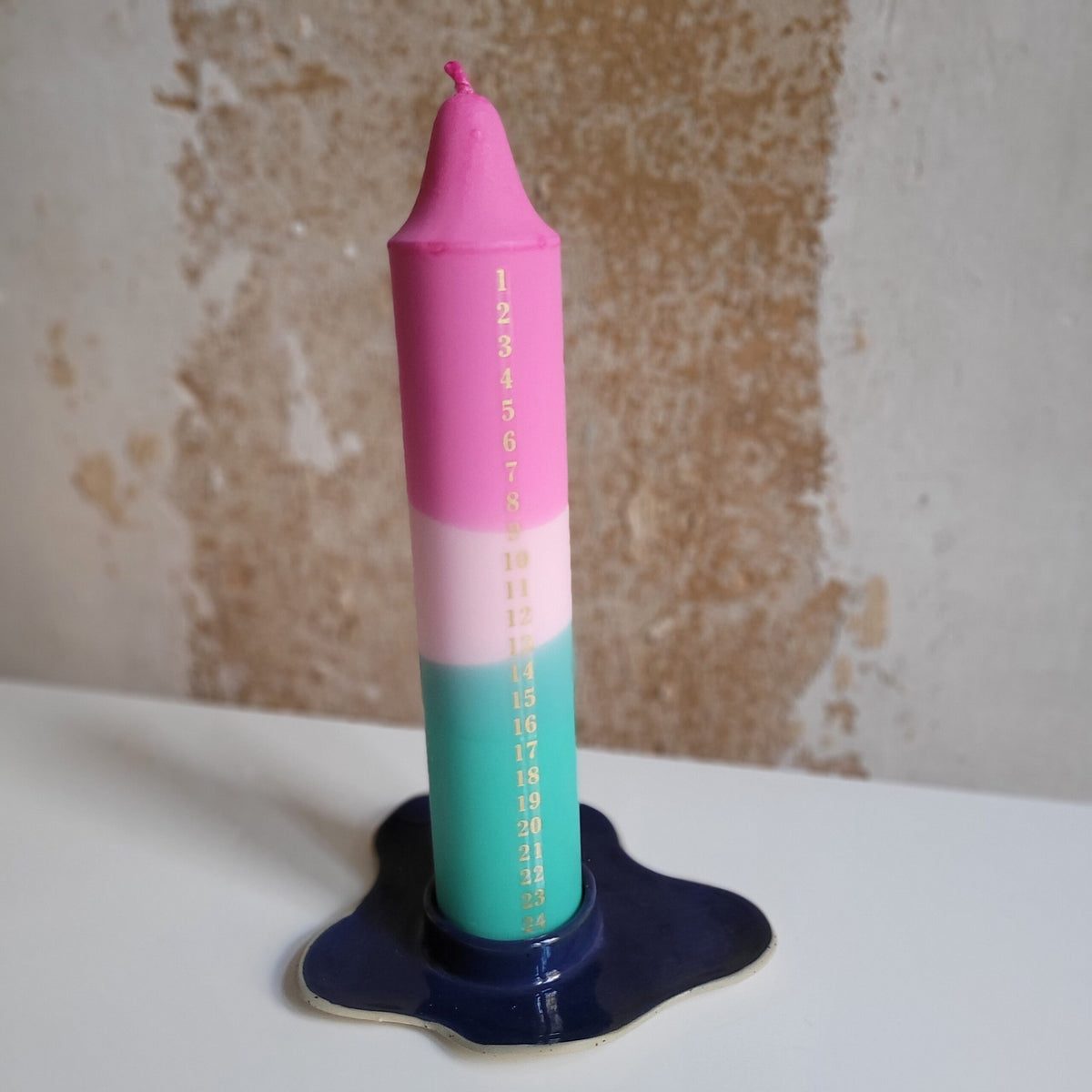 AdventskalenderKerze 'pink green'
