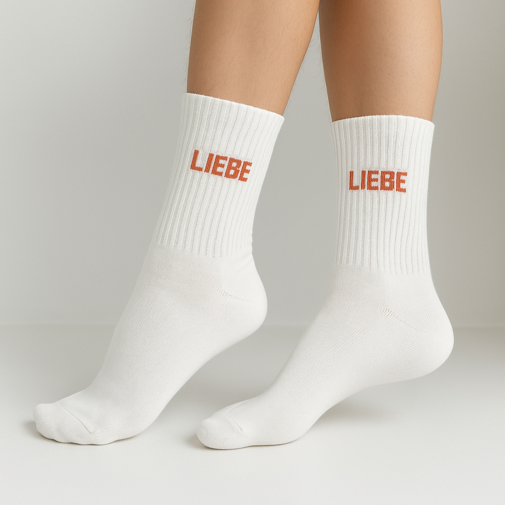 SOCKEN - LIEBE coral - weiß Herr&FrauHempel
