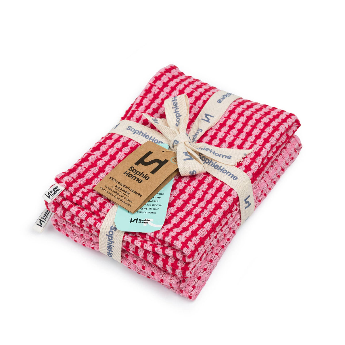 Sophie Home 'Geschirrtuch 2er-Pack aus recycelten Materialien: Rosa'