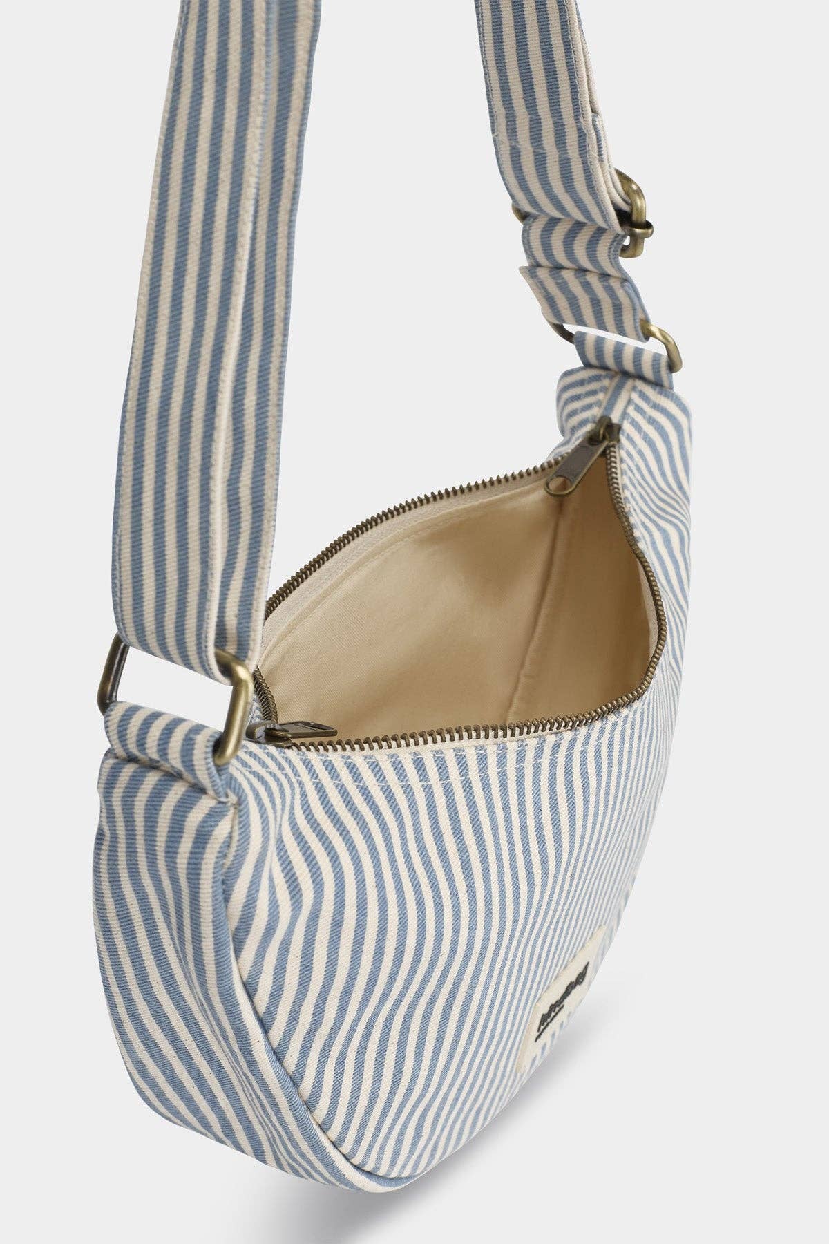 Hindbag - Umhängetasche Andrea, blau gestreift