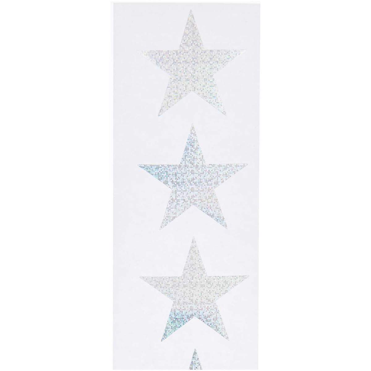 Paper Poetry Sticker Sterne 5cm 120 Stück auf der Rolle silber holografisch
