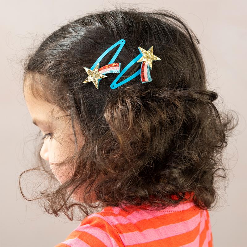 Glitzer-Haarspangen 'Shooting Stars' (2-er Set)