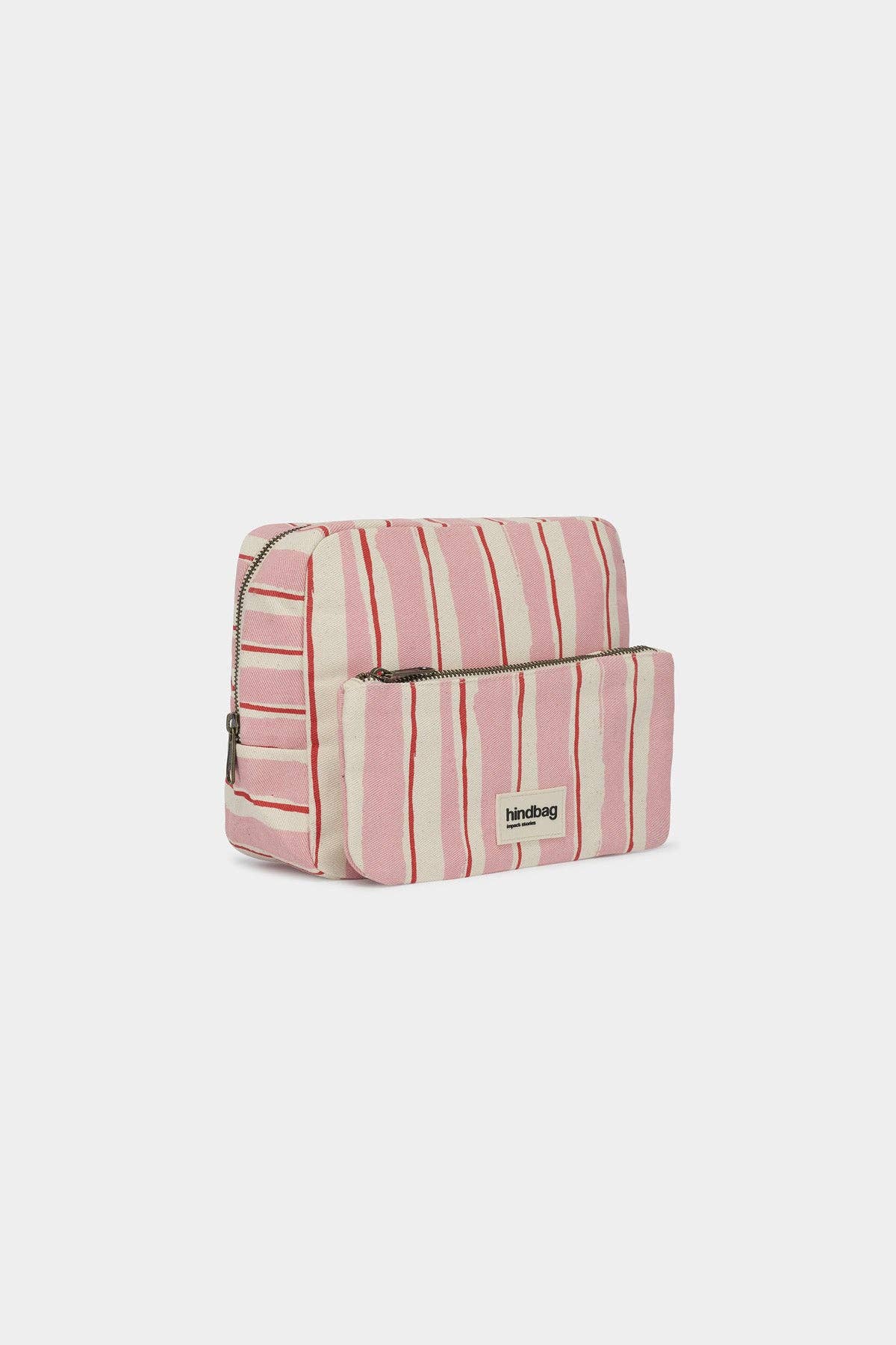 Hindbag XL-Kosmetiktasche "Alix"  rosa rote Streifen